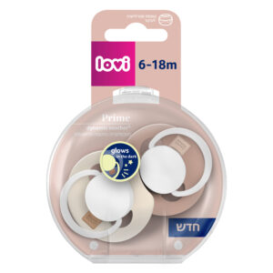 זוג מוצצי לאבי מהדורת פריים 6-18 צבע גוף ולבן - זוהר בחושך